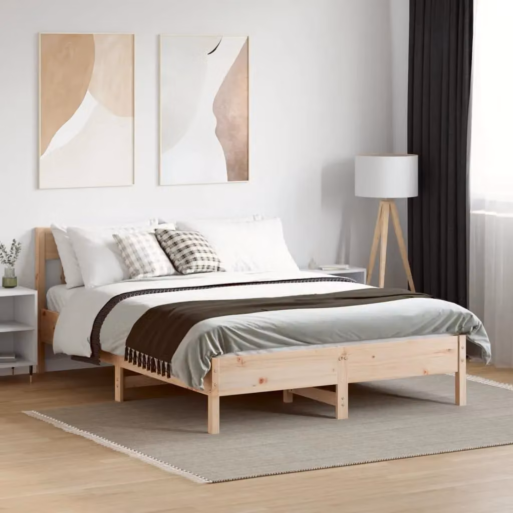Berkfield Home Solid Wood Pine Bed Frame in Brown, W/D/H: 160 x 200 cm – 2