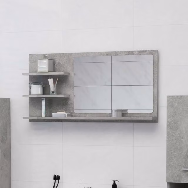 Berkfield Home Rectangular Modern Wall Bathroom Mirror in Grey, W/D/H: 90 x 10.5 x 45 cm – 1