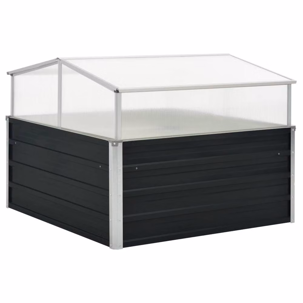Berkfield Home Anthracite and Black Galvanised Steel Greenhouse with Polycarbonate Panels W/D/H: 100 x 100 x 77 cm – 2