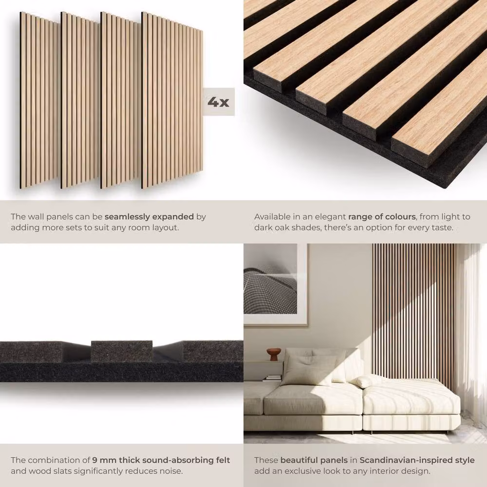 tectake Modern Acoustic Wall Panels in Brown Wood Look – 4