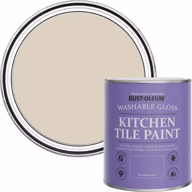 Rust-Oleum Water-Based Kitchen Tile Paint in Gloss Finish, Beige/Yellow, 0.75 l
