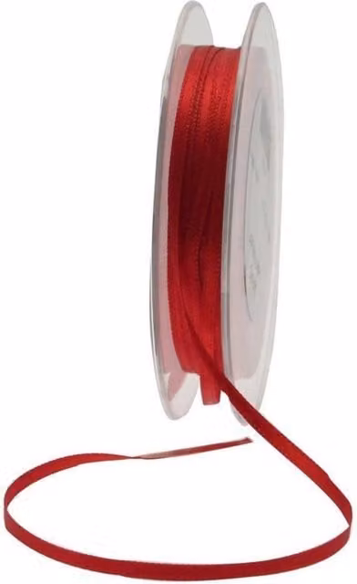 KDMD Deep Red Satin Ribbon, 3 Pack, 3mm Width