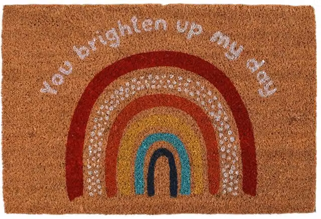KDMK Rainbow Natural Coir Doormat, Multicolour and Brown