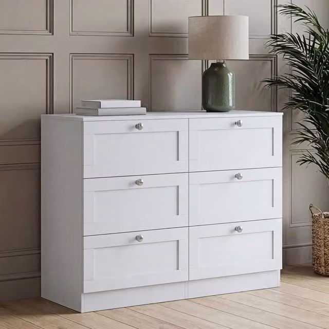 Kelvenix White 6 Drawer Chest Matt Finish Freestanding Storage Unit – 1