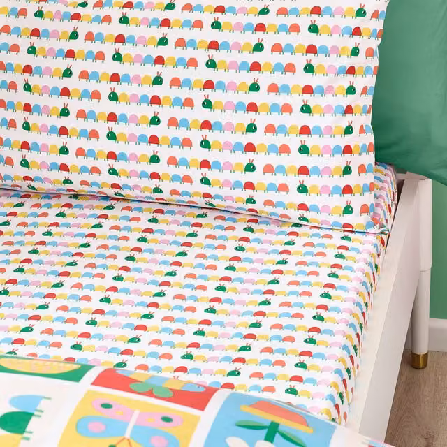 Catherine Lansfield Curious Caterpillar Easy Care Childrens Fitted Bed Sheet, Multicolour