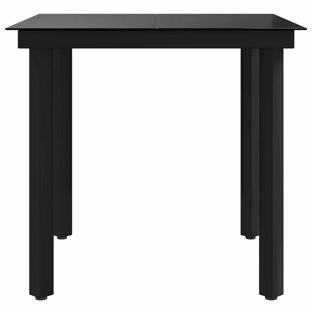 Berkfield Home Classic Garden Dining Table in Black Steel and Glass, W/D/H: 80 x 80 x 74 cm – 4