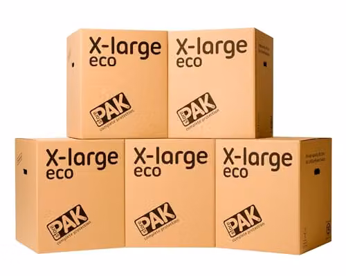 StorePAK Extra Large Brown Corrugated Cardboard Moving Boxes with Handles, 5 Pack – 1