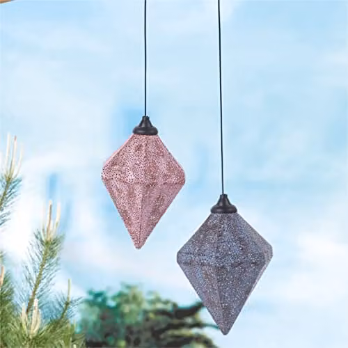 Luxform Solar LED Oriental Hanging Garden Light in Pink