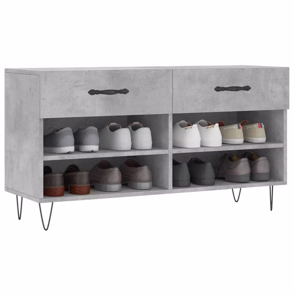 Berkfield Home Industrial Shoe Bench in Concrete Grey, W/D/H: 102 x 35 x 55 cm – 3