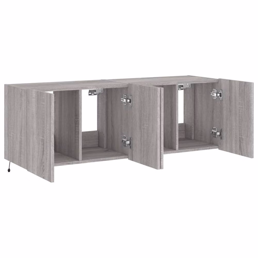 Berkfield Home Set of 2 Modern Grey Sonoma TV Wall Cabinets with LED Lights, W/D/H: 60 x 35 x 41 cm – 4