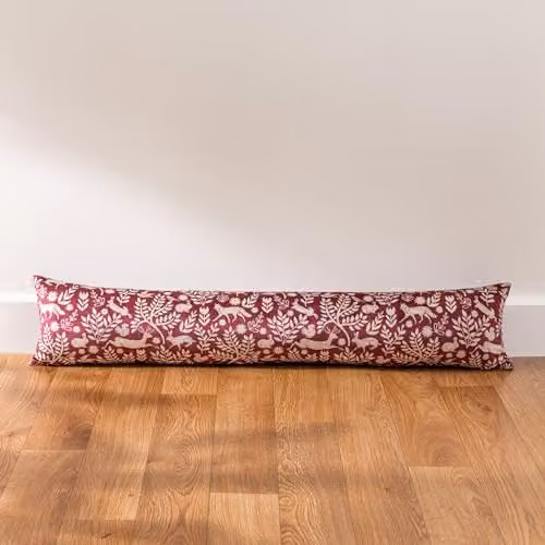 Riva Home Skandi Woodland Animal Draught Excluder, Red