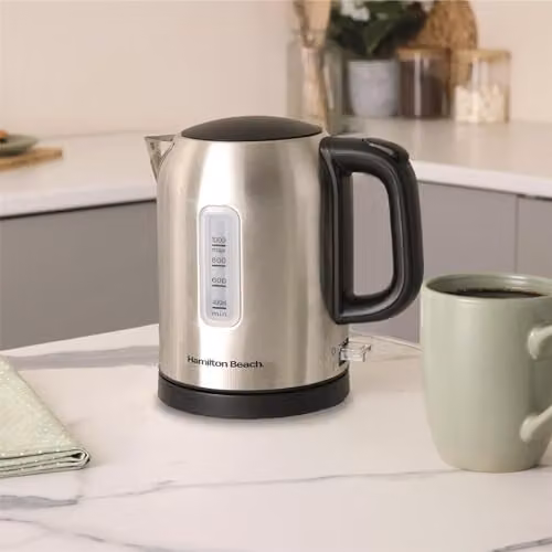 Hamilton Beach Stainless Steel Electric Kettle with Auto Shut Off, 1L, Silver and Black – 2