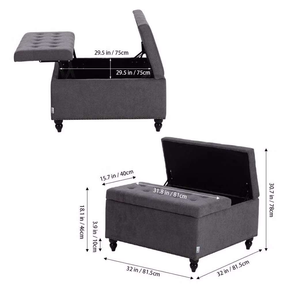 FORGEVIO Grey Multi-Use Fabric Ottoman for Home Seating – 2