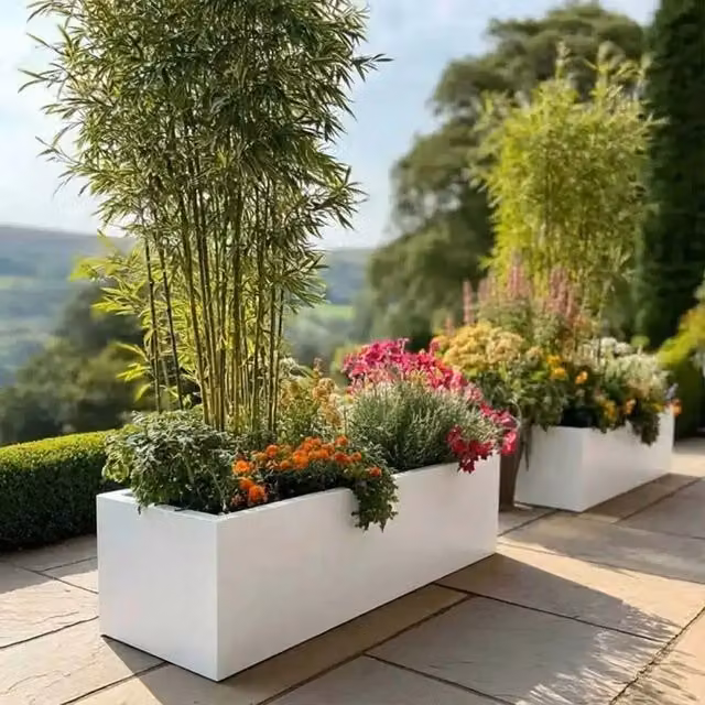 White Galvanised Steel Trough Planter Tub for Ornamental and Herb Gardens, Width: 120 cm