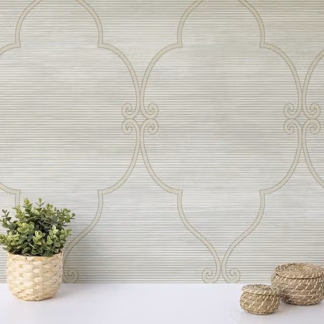 Wallquest Abstract Striped Classic Wallpaper in Beige and Green