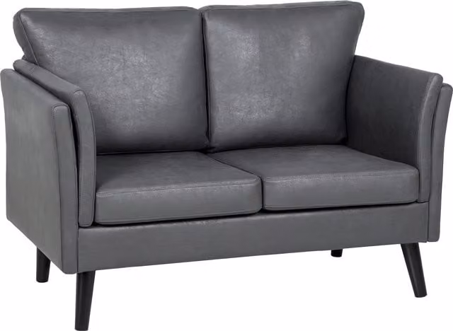 HOMCOM Two-Seater Leathaire Sofa in Grey with Synthetic Leather and Foam Upholstery – 1