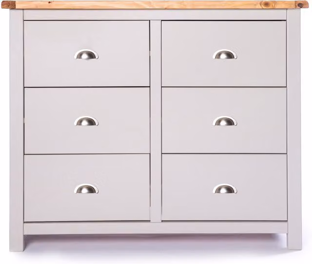Cabinet Bits Argenta 6 Drawer Chest of Drawers in Light Grey with Chrome Cup Handles