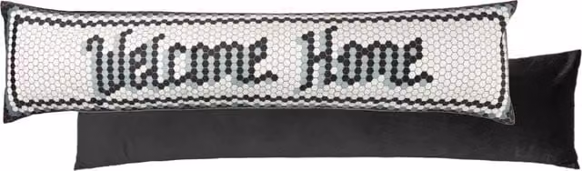 Make it a Home Abstract Velvet Draught Excluder in Ivory, Black and White