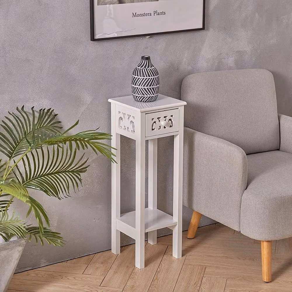 Kelvenix White Small Side Table and French Style Nightstand – 2