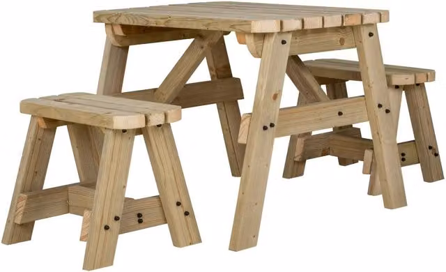 Arbor Garden Solutions Victoria Rounded Space Saving Picnic Table and Benches Set in Green and Brown