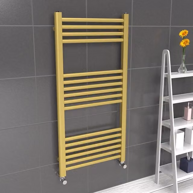 Lux Heat Metallic Gold Steel Wall Mounted Towel Rail