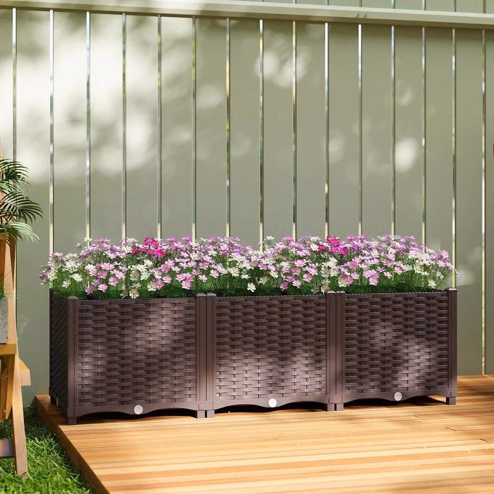 NESTLUNE Plastic Raised Garden Bed in Brown, W/D/H: 40 x 40 x 37 cm – 3