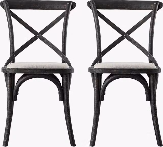 Perch & Parrow Set of Two Theodore Oak Dining Chairs in Black Fabric