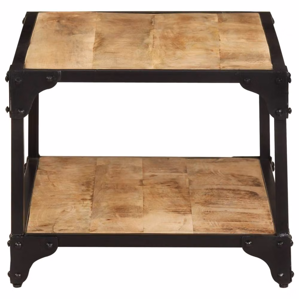 Berkfield Home Solid Rough Mango Wood Coffee Table in Brown, W/D/H: 90 x 45 x 35 cm – 3