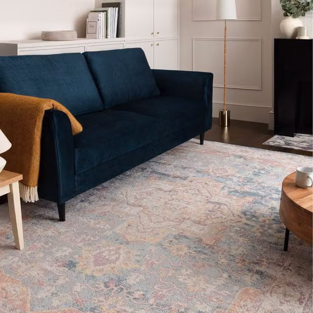 Furniturebox UK Farah Persian Inspired Medallion Rug, Multicolour Beige Blue Red Yellow, W: 170 cm