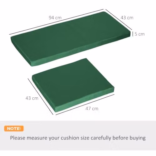 Outsunny Set of 3 Green Rectangular Rattan Garden Seat Cushion Pads with Removable Washable Covers – 3