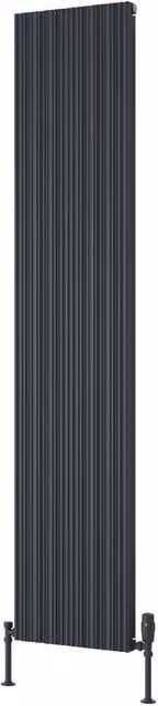 Bathroom Kingdom Melvin Anthracite Designer Flat Panel Vertical Aluminium Radiator, Grey, H 180 cm x W 36 cm