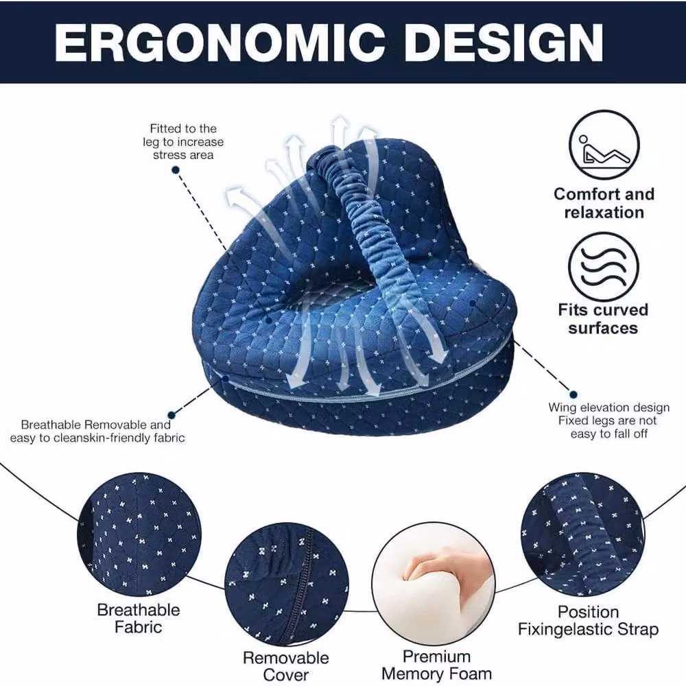 NESTLUNE Orthopedic Memory Foam Knee Wedge Pillow in Blue for Babies – 3