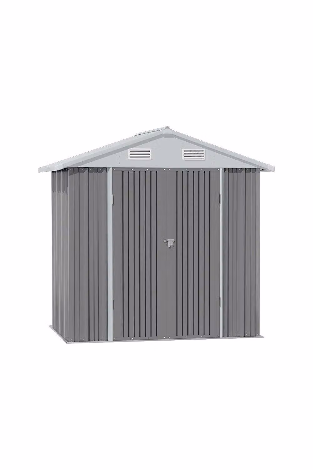 Garden Sanctuary Modern Metal Garden Storage Shed in Grey with Lockable Door and Side Vent, W/D/H: 182.88 x 122.0 x 121.92 cm – 2
