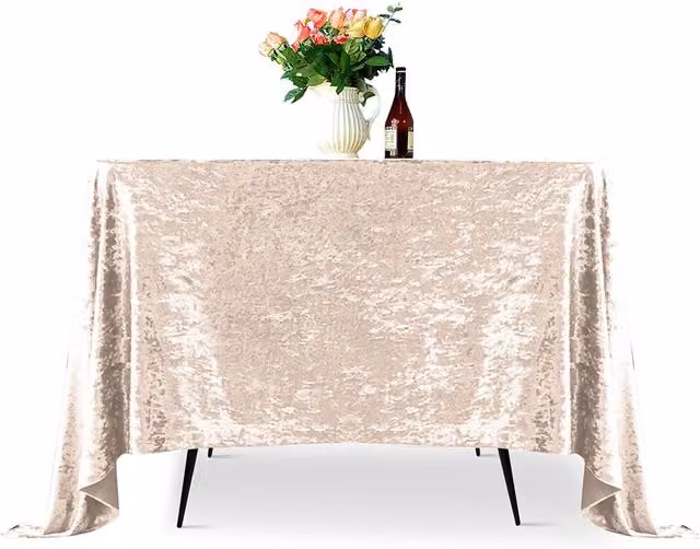 Neel Blue Diamond Velvet Square Tablecloth in Light Pink, 137.16 x 137.16 cm