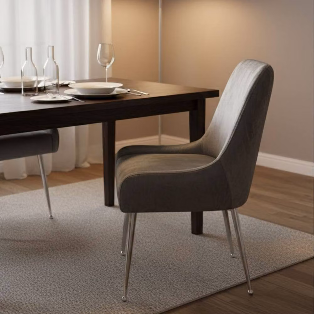 Home Luxe Interior Marco Dining Chairs in Brushed Grey Velvet, Sold in Pairs – 5