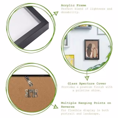 Nicola Spring A3 Grey Rectangular Photo Frame with White A4 Mount and Glass Aperture for Wall Mounting – 1