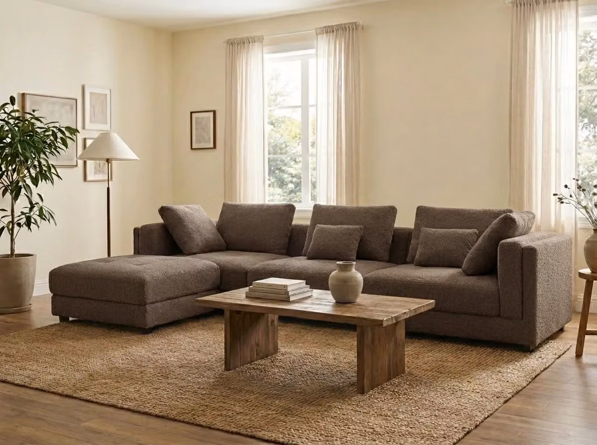 Araco Atelier Ollie 3 Seater Upholstered Sofa in Porcini Brown