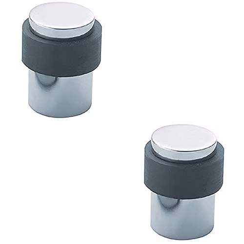 Loops 2 Pack Floor Mounted Pedestal Doorstop with Rubber Buffer in Bright Silver Stainless Steel Look, 40 mm