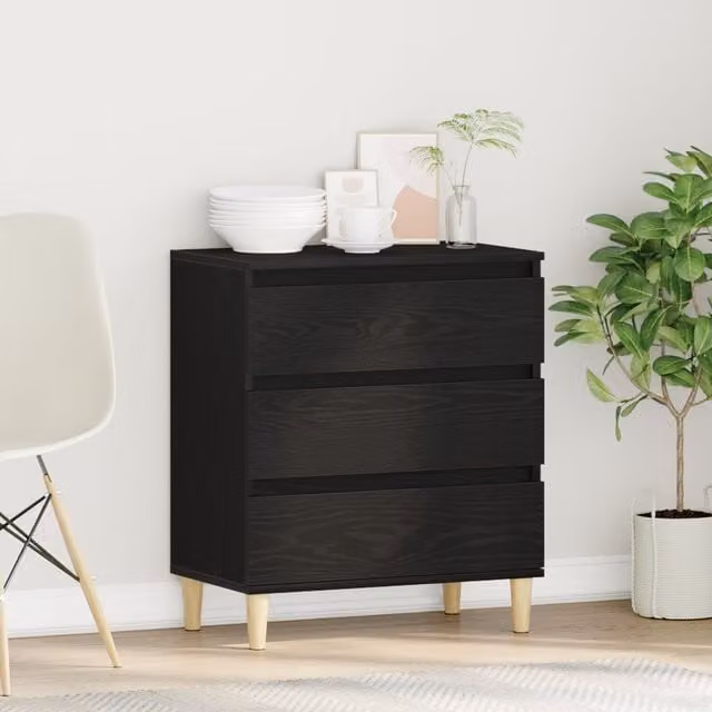 Berkfield Home Modern Black Oak Sideboard in Engineered Wood W/D/H: 60 x 35 x 70 cm – 1