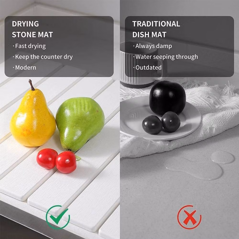 Kelvenix Stone Dish Drying Mat, White, W: 52 cm x D: 1000 cm – 3