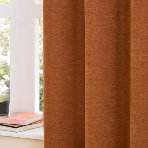 Riva Home Chenille Blackout Pencil Pleat Curtain Pair in Red and Orange, W/D/H: 168 x 183 cm – 3