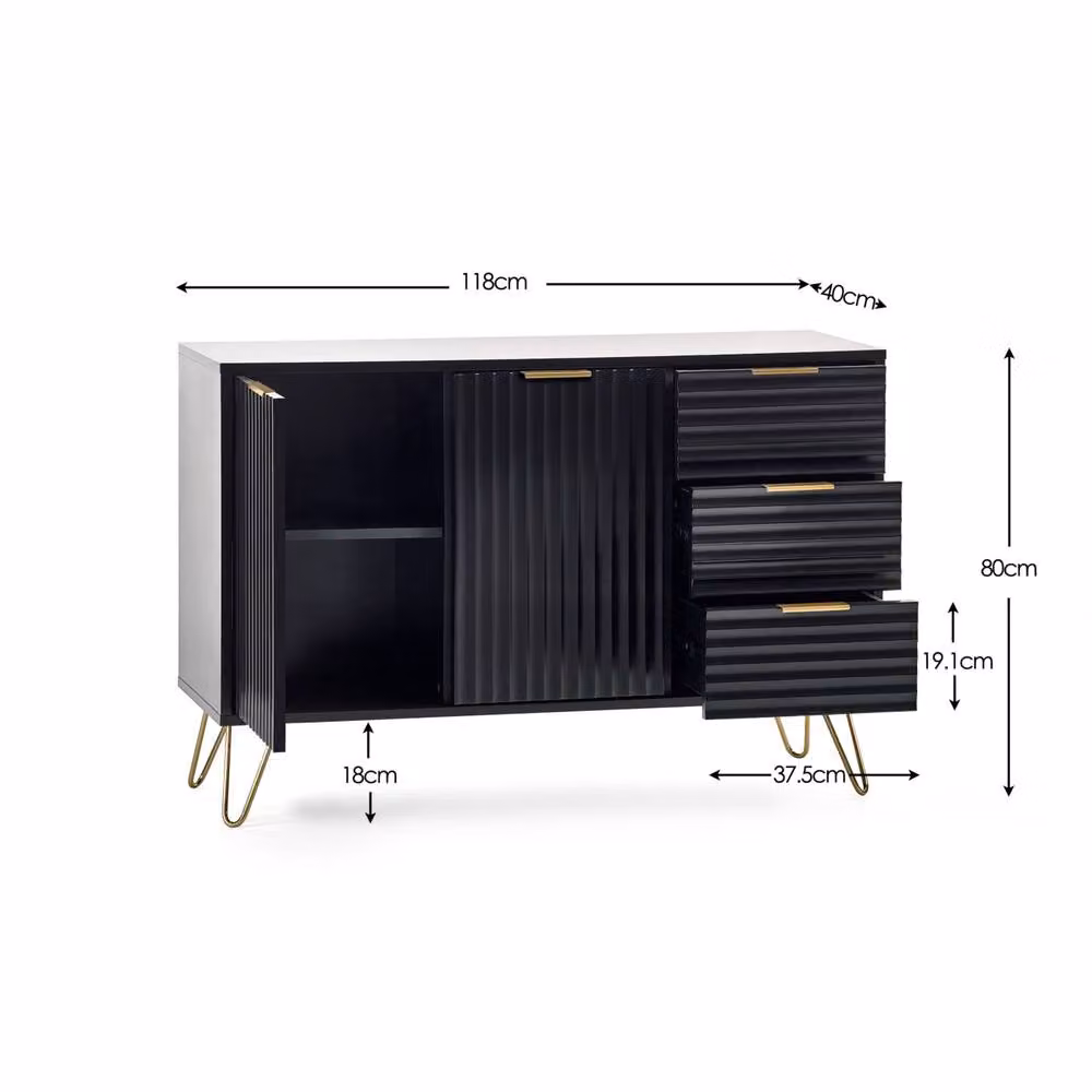 Cheshire Premium Bellano Large Sideboard in Matt Black – 3