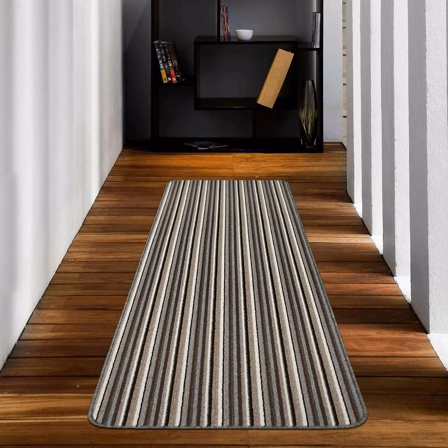 THE RUGS Washable Nonslip Striped All-Purpose Mat, Grey, W: 100 cm, L: 150 cm – 6
