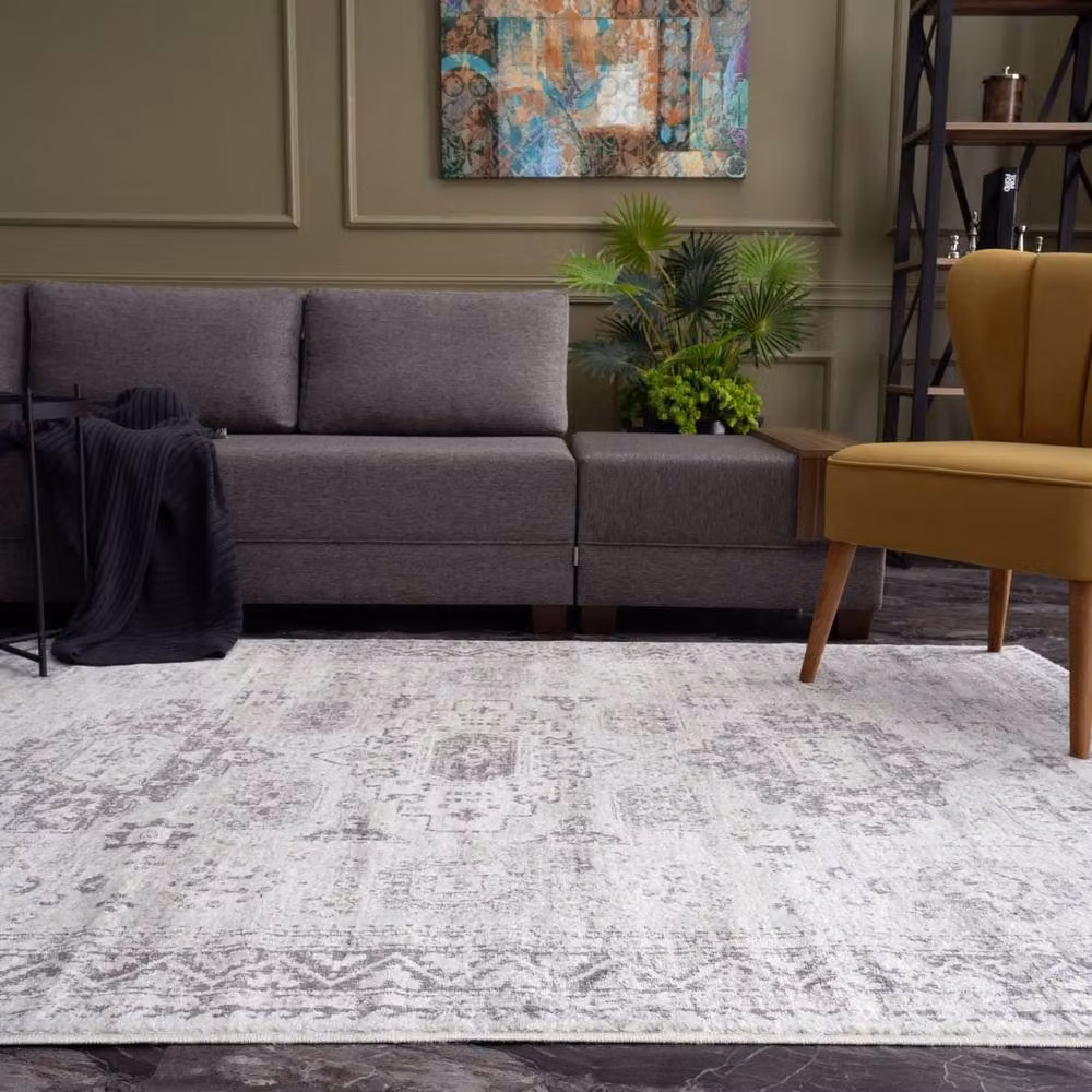 THE RUGS Montana Vintage Grey and Cream Living Room Area Rug, W: 240 cm, D: 340 cm – 4