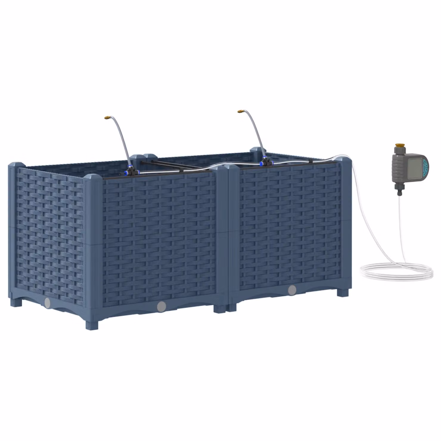 Berkfield Home Garden Planter Basketweave with Storage in Grey, W/D/H: 80 x 40 x 37.5 cm – 2
