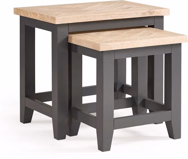 Julian Bowen Bordeaux Nest of Tables in Grey and Oak Wood