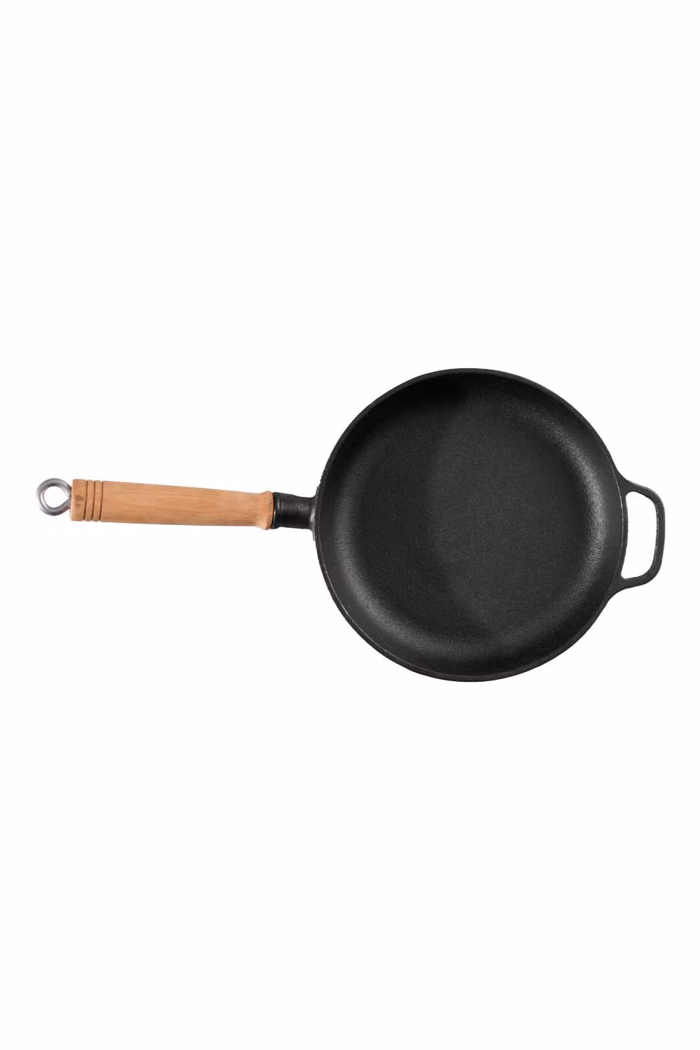 Garden Sanctuary Uncoated Cast Iron Round Frying Pan with Removable Wooden Handle in Black – 3