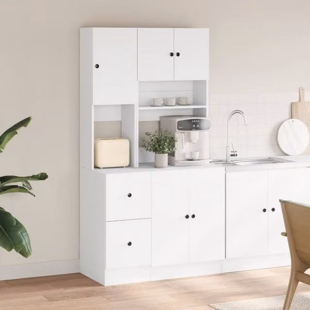 Berkfield Home Modern White Kitchen Cabinet with Hinged Doors and Internal Shelves, W/D/H: 95 x 50 x 180 cm