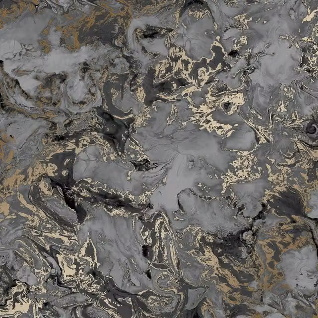 I Love Wallpaper Liquid Marble Abstract Wallpaper in Anthracite, Grey and Gold