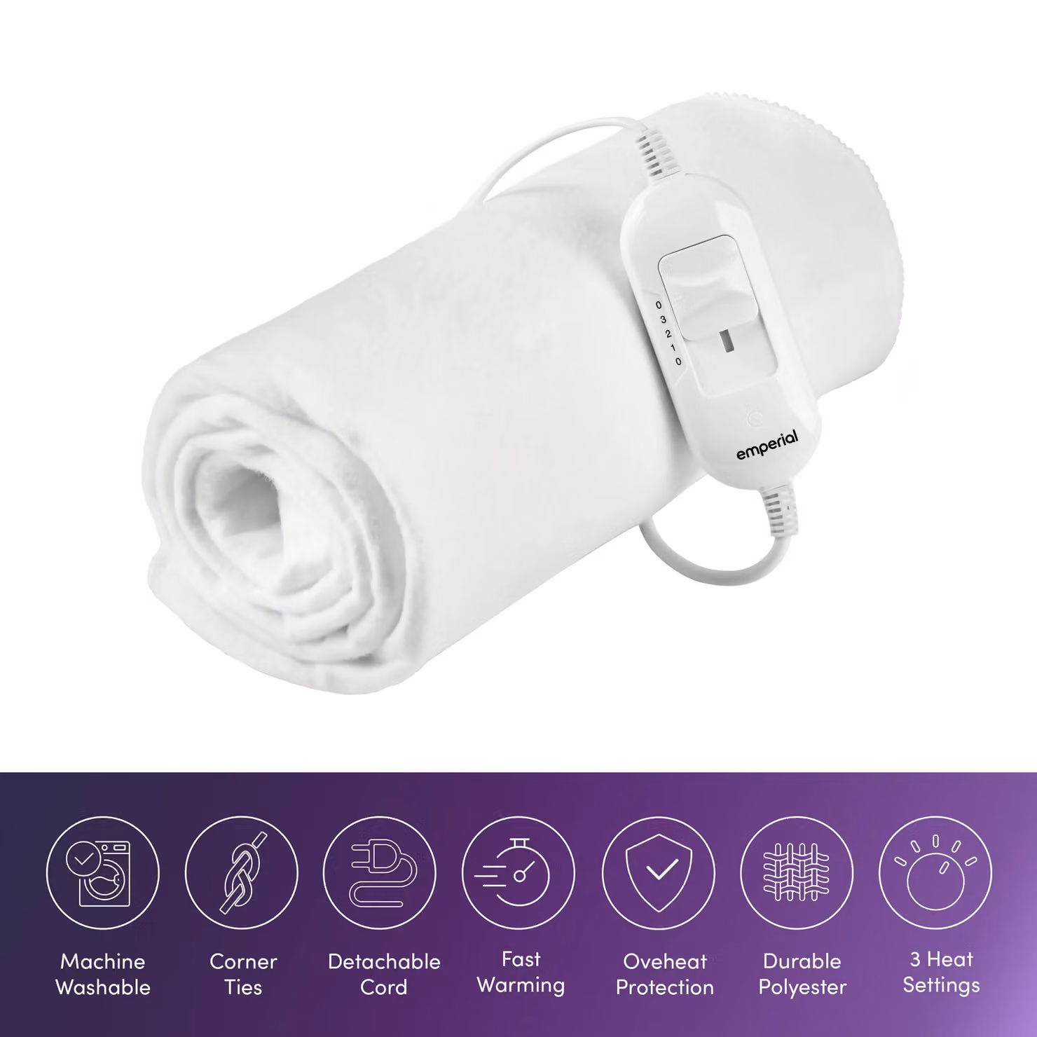Emperial King Size Washable Electric Under Blanket in White, W/D/H: 137 x 165 cm – 3